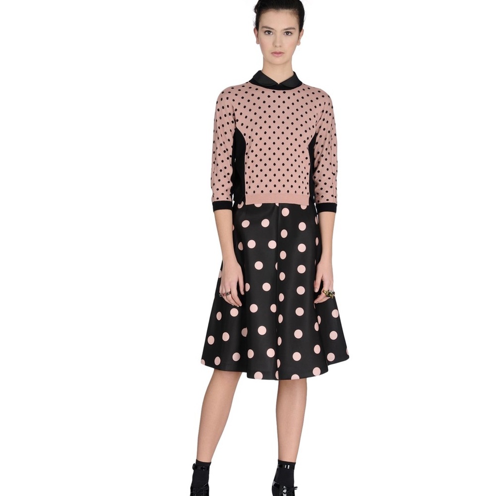 VALENTINO RED Macro polka dot printed faille midi length skirt